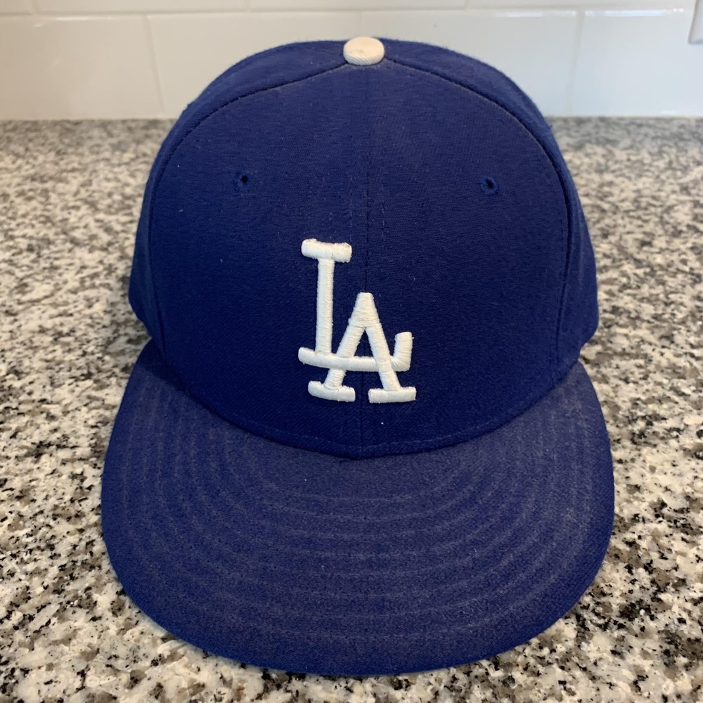 Vintage Los Angeles Dodgers Hat‎ Cap Fitted Mens 6 7/8 Blue New Era 59FIFTY USA